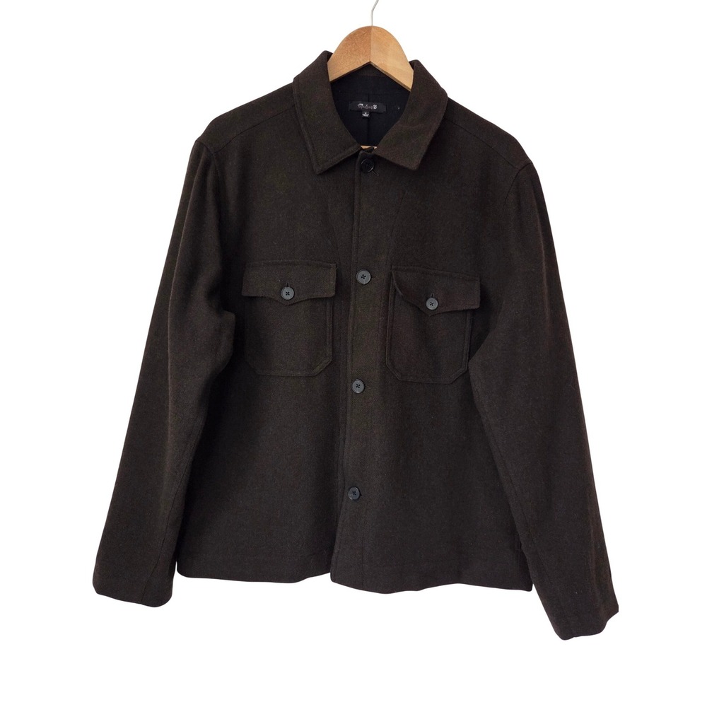 Madewell Patch Pockets Shirt Jacket Wool Blend Mens M Dark Brown NWOT $278 MC125